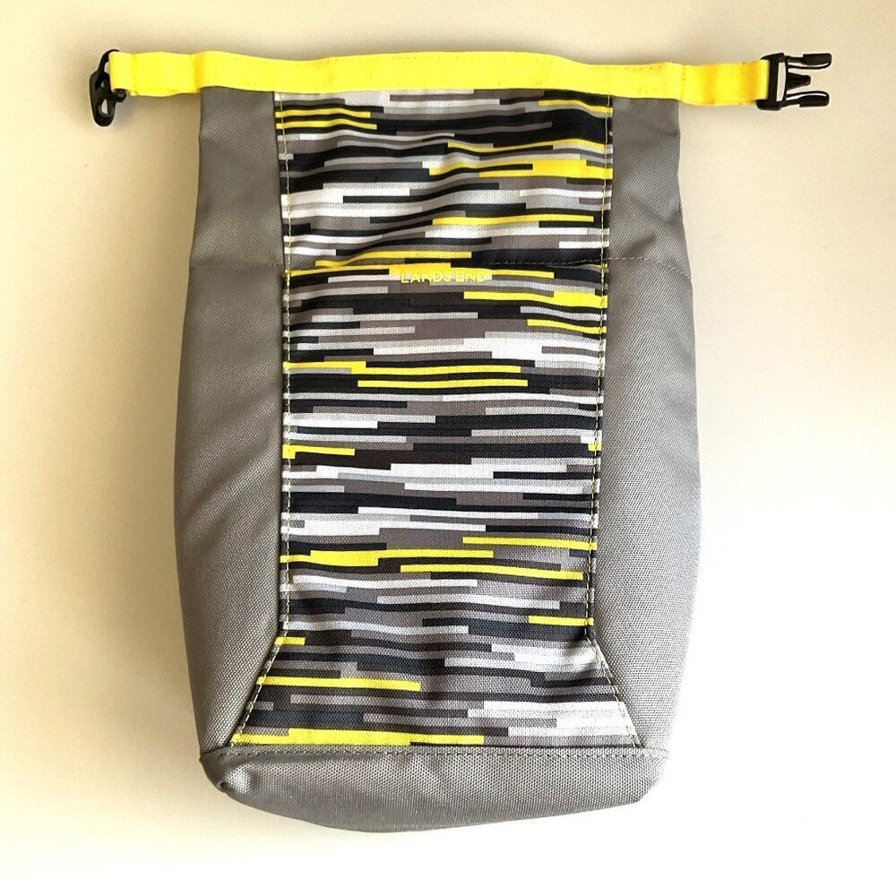 Lands' End Insulated Waterproof Dry Bag Roll Top Yellow Gray NWT